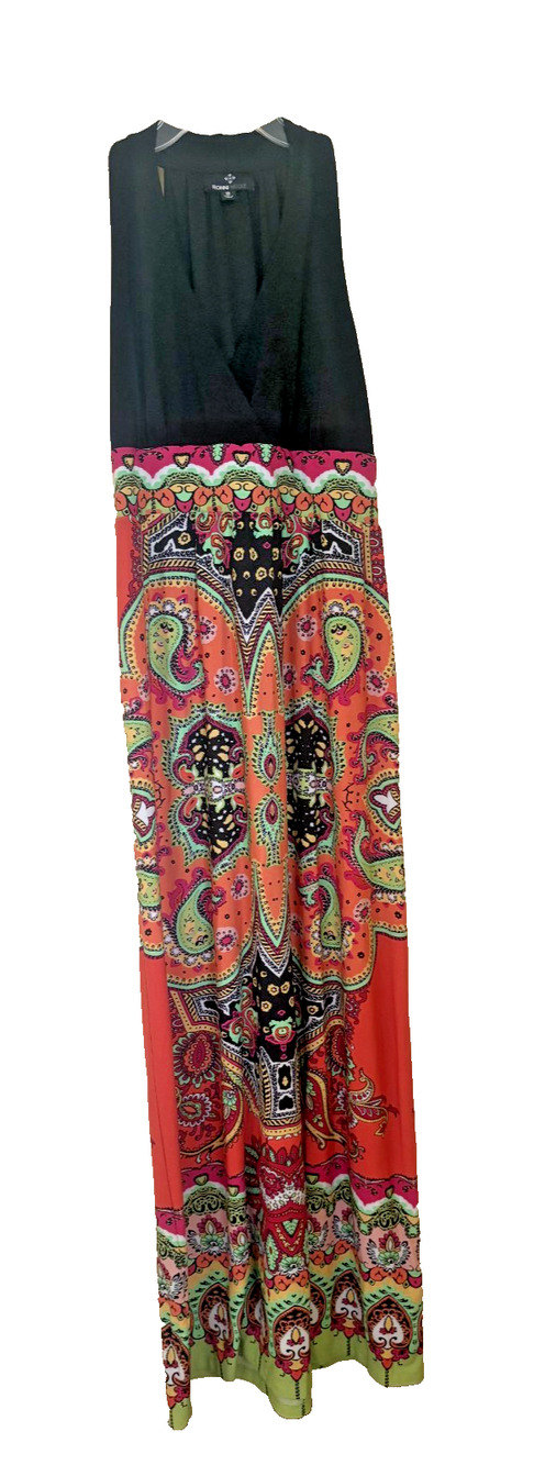 Ronni Nicole Maxi Dress Size 12 Sleeveless Tropical Vacation Resort Travel Knit